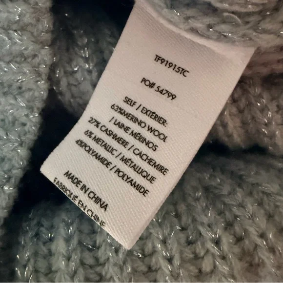 10 Crosby Derek Lam Sky Blue Cashmere Wool Blend V-Neck Sweater, oversized XS - Picture 7 of 10